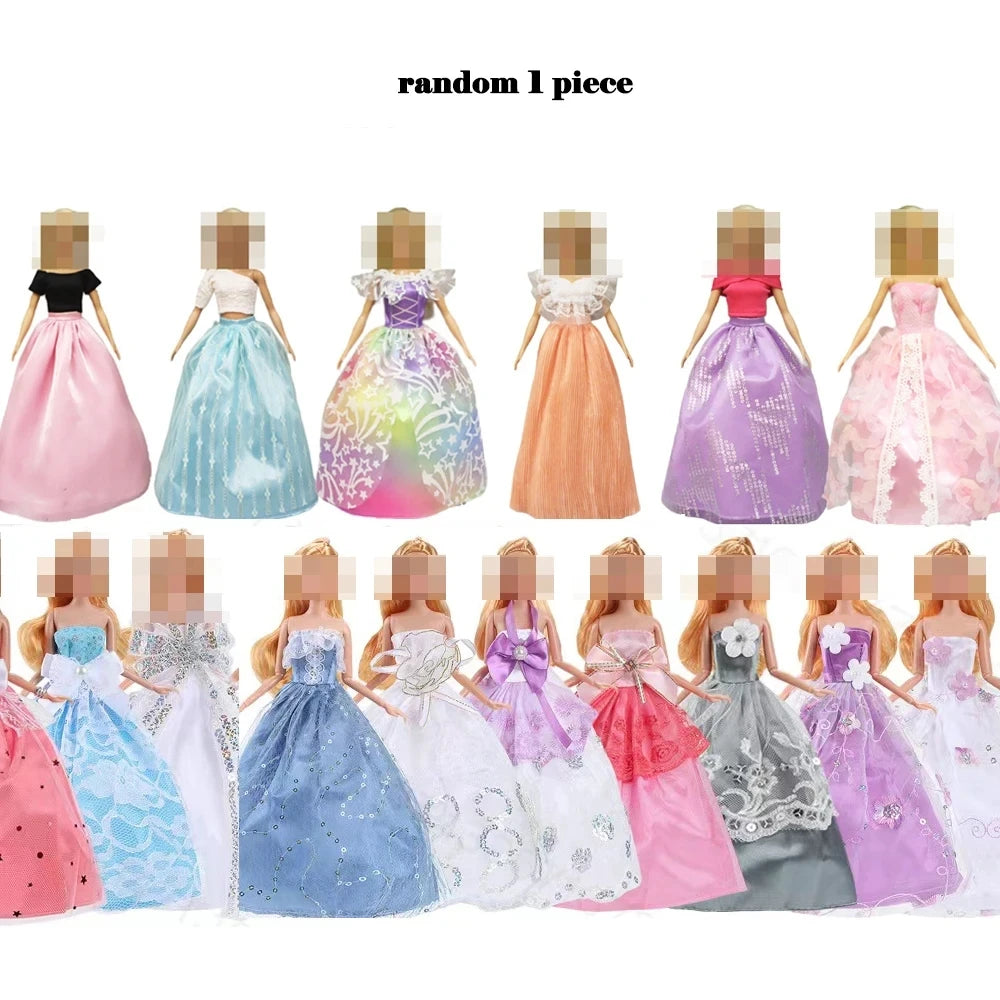 28pcs Fashion Dolls Accessories =1 Gown +3 Dress +2 Suit +2 Swimsuit +3 Glasses +10 Shoes +7 Hanger Clothes for 11.5'' Doll Toys Quake