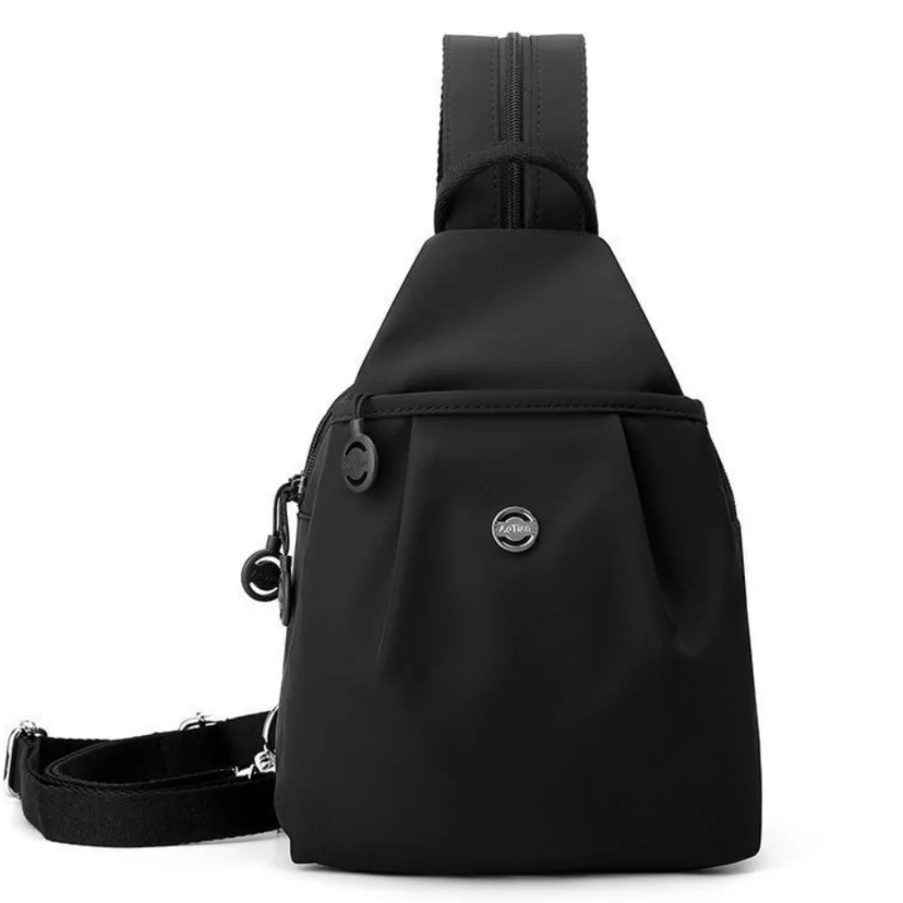 New Oxford Fabric Backpack Multi Layer Large Capacity Chest Bags Multi-purpose Waterproof Shoulder Bag Outdoor Hiking Quake Black