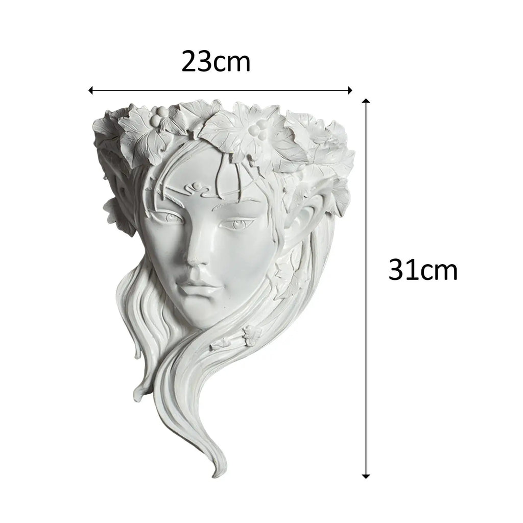 Wall Planter Resin Crafts Decorative Cute Wall Art Decoration Head Flower Pot Goddess Statue for Home Hanging Living Room Quake