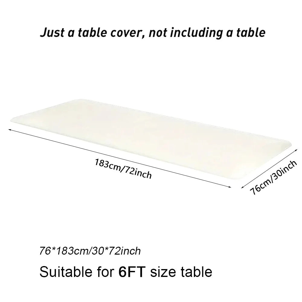 1Pcs Spandex Rectangular Tablecloth Elastic Fitted Stretch Table Cloth Universal 6FT Patio Table Cover Quake white 6ft
