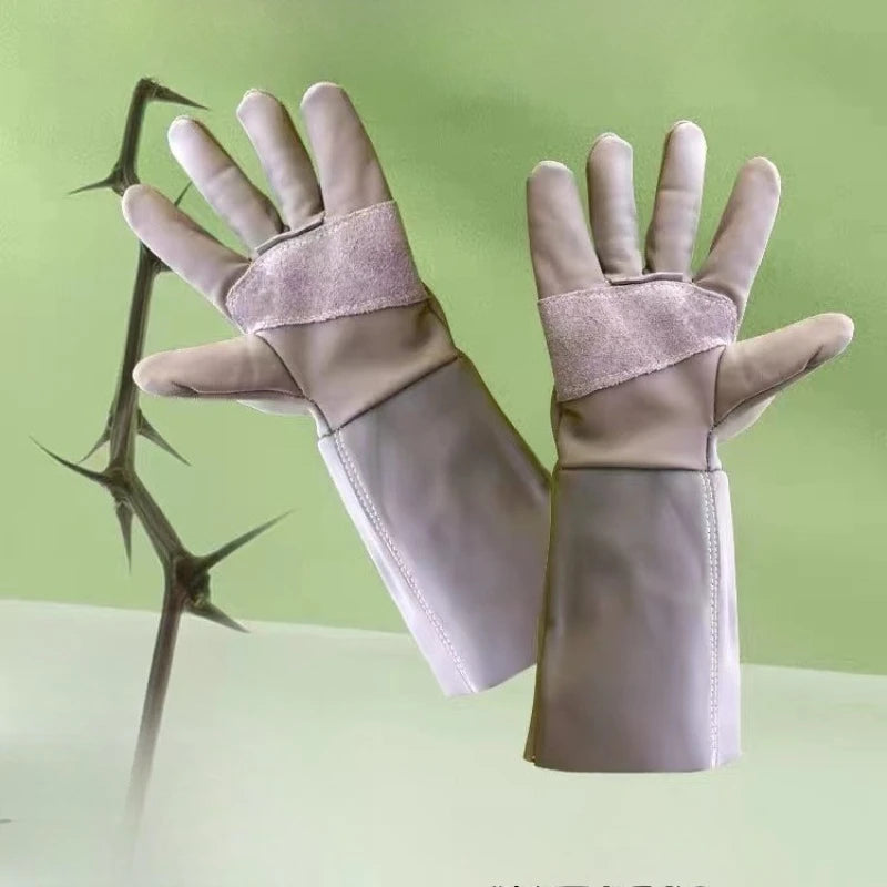 Professional Cowhide Anti Thorn Gardening Gloves Anti Stab Protective Gloves for Garden Harvesting and Flower Bush Pruning Quake