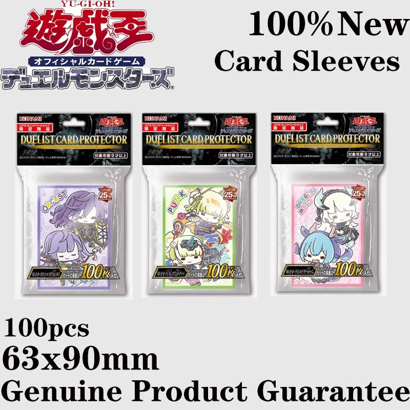 Hot 100pcs Official Yu-Gi-Oh Card Sleeves 63x90mm 25th Anniversary Dragonmaid, Punk, Orcust Kids Card Protectors Collection Gift Quake