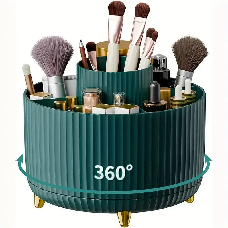 360° Rotate Makeup Brush Holder Organizer, Makeup Organizers Countertop, Makeup Organization and Skincare Storage for Vanity Quake WA-360GE