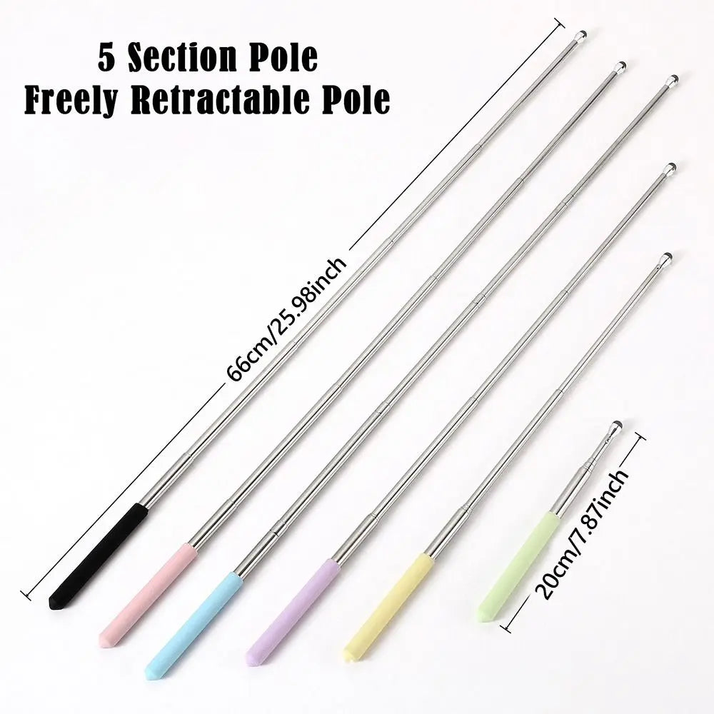 Simple 66cm Stylus Pen Five Sections Retractable Digital Pen Macaron Color Teaching Pointer Students Quake