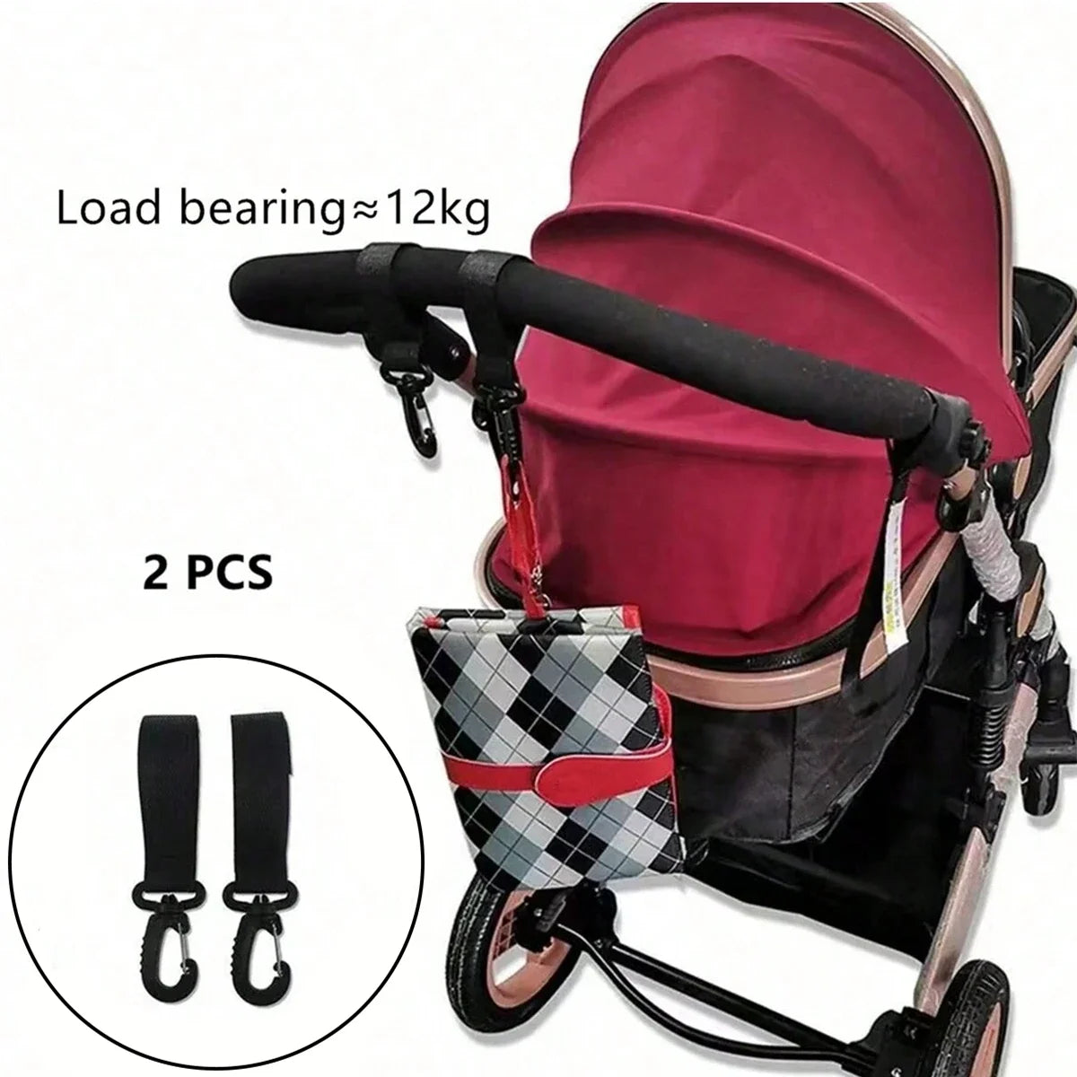 vvocci 360degree PU 2pc leather baby bag stroller hook pram rotate rotatable cart organizer pram crochet stroller accessories Quake