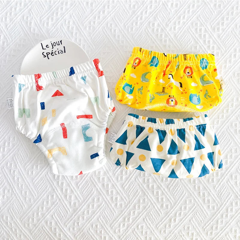 8-18KG Nappy 3 Pieces/lot Baby Training Pants 6 Layers Bebe Cloth Diaper Reusable Washable Cotton Elastic Waist Cloth Diapers Quake