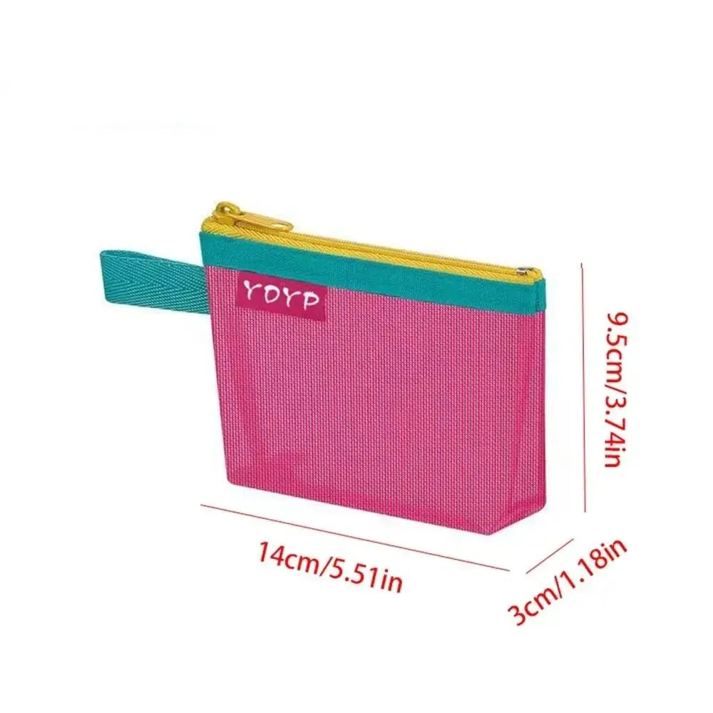 New Portable Zipper Pouch Transparent Coin Purse Mesh Storage Bag File Bag Cosmetic Bag Lipstick Bags Quake