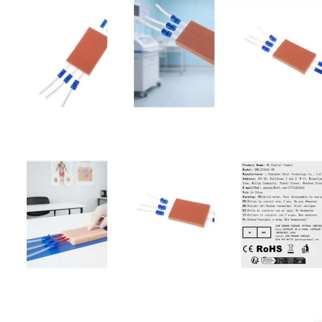 Intravenous Injection Practice Pad with 3 Simulated Vessel Lines, Silicone Training Module for Nursing Skills Labs and K1KF Quake CN