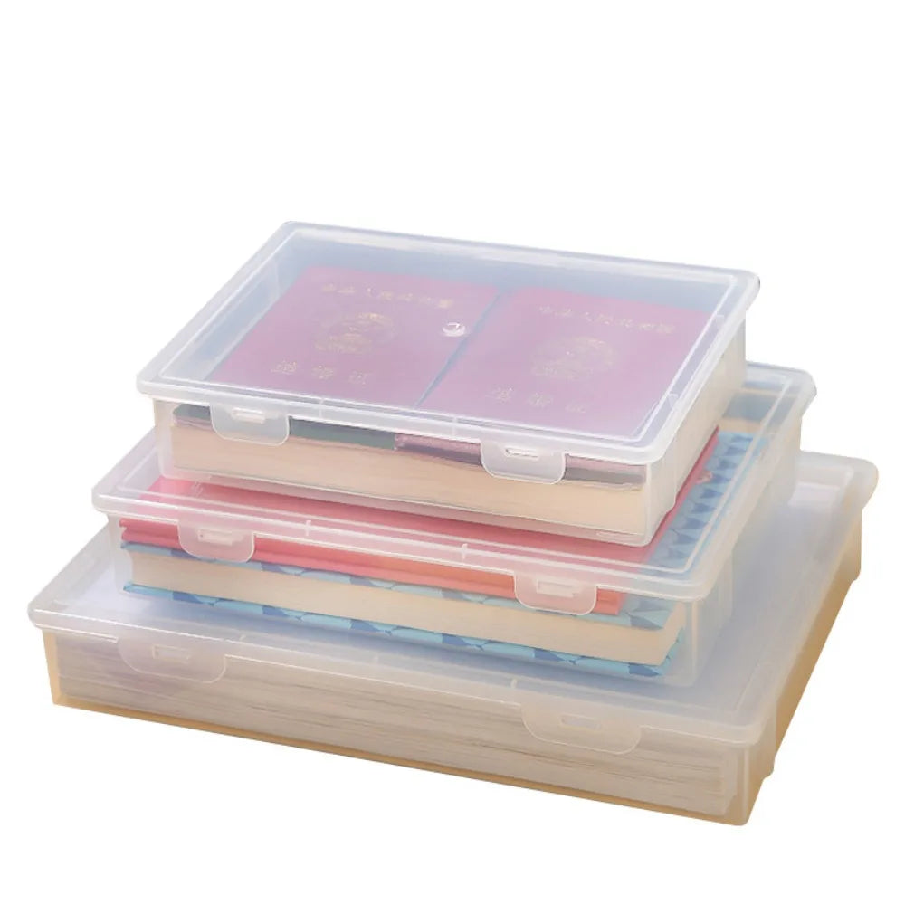 Dust Proof Plastic Document Organizer Square Shape Clear A4 Organizing Box Storage Box Quake