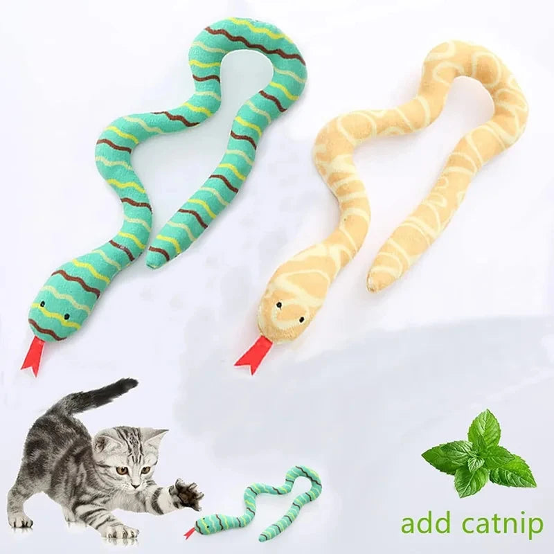 Indoor Cat Kitten Plush Snake Toy Catnip Interactive Teeth Cleaning Chew Pet Toy Quake
