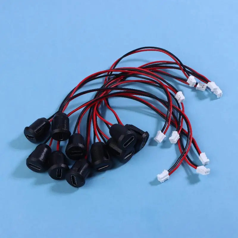 2/5/10PCS USB-C Connector Type-C Female Chassis 2 Pin Type-C Female Socket Connector Waterproof Jack Female Charging Port 3A Quake 10Pcs Black