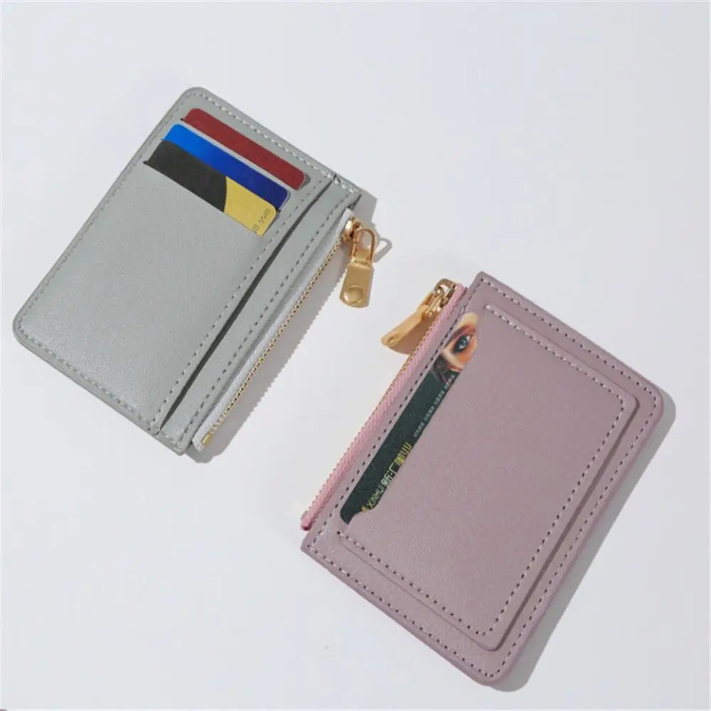 Women Mini Coin Purse PU Leather Short Wallets Card Holder Fashion Zipper Pouch Girls Money Bag Quake