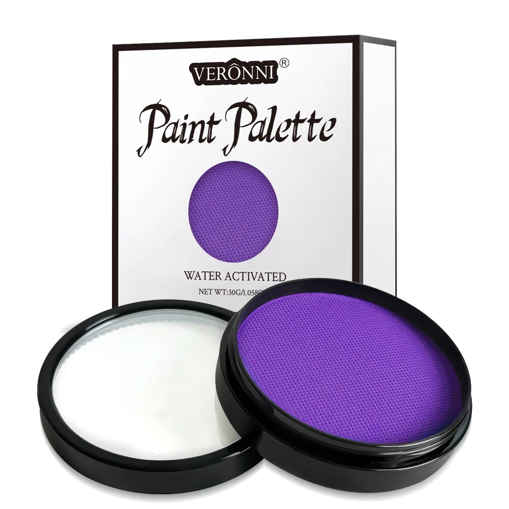 30G Water Monochromatic Face Body Painting Palette Halloween Face Body Paint Makeup Body Partie 10 Brushes and Palettes Set Quake 1pcs purple