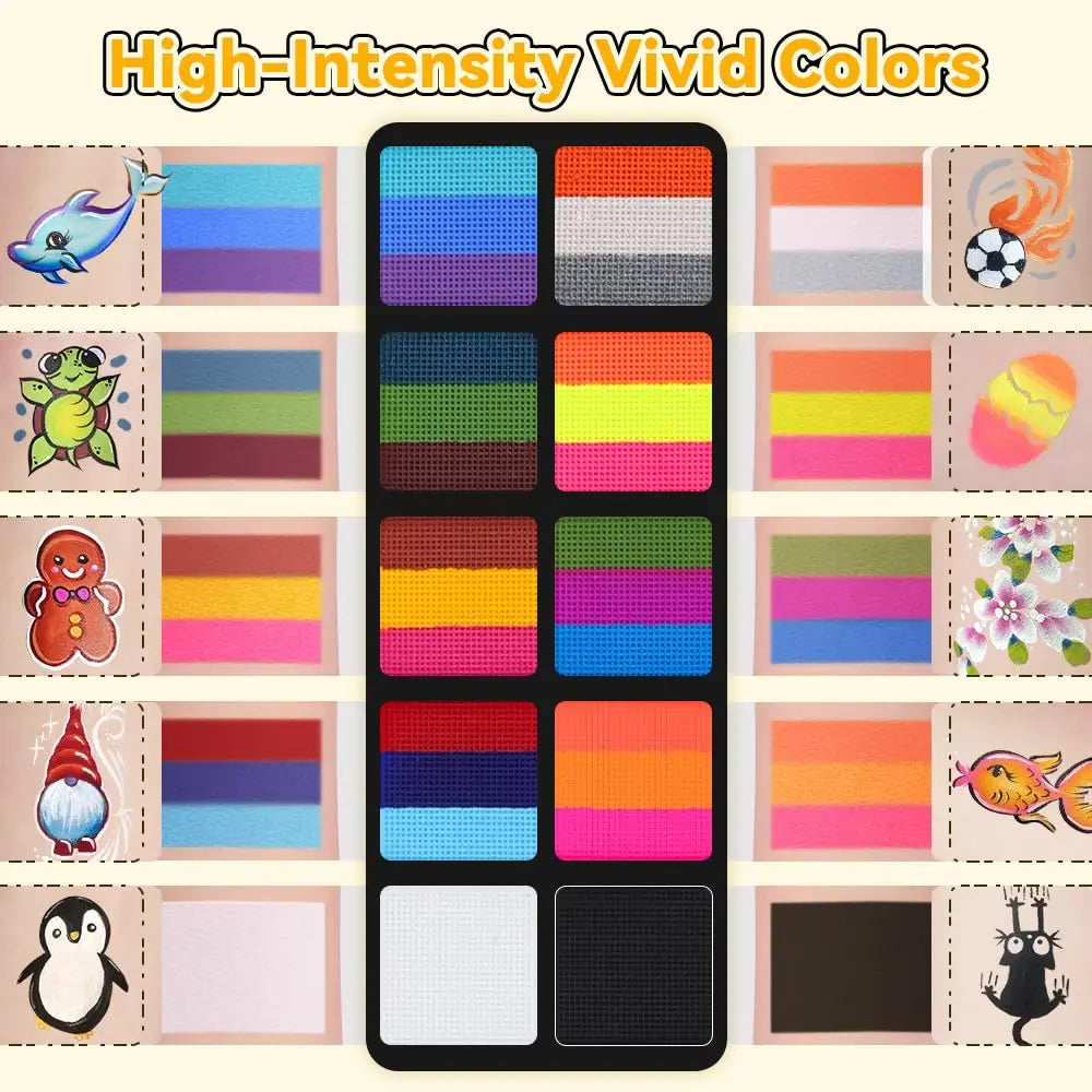 Body Face Painting Kit for Kids Adults,10 Color Face Makeup Palette with Brush,Halloween Carnival Artist Cosplay Art Party Quake