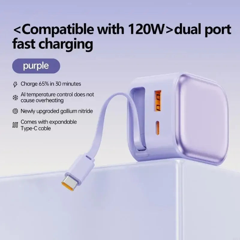 35W Double USB Charges Technology Build In Retractable Cable Small Power Adapters for Phones Tablets Computers K1KF Quake