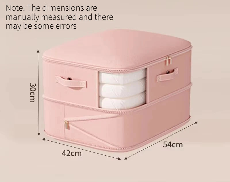 1PC Twill See Through Vacuum Storage Compression Bag Large Capacity for Quilt Down Jacket Clothes Wardrobe Organization Quake Pink-2 Layers
