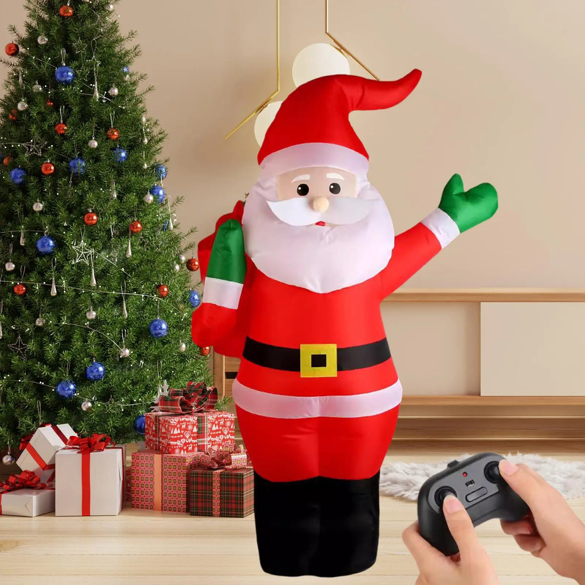 Christmas Inflatables Santa Festive Party Supplies Fabric Outdoor Christmas Decoration for Outside Balcony Garden Porch Holiday Quake Red