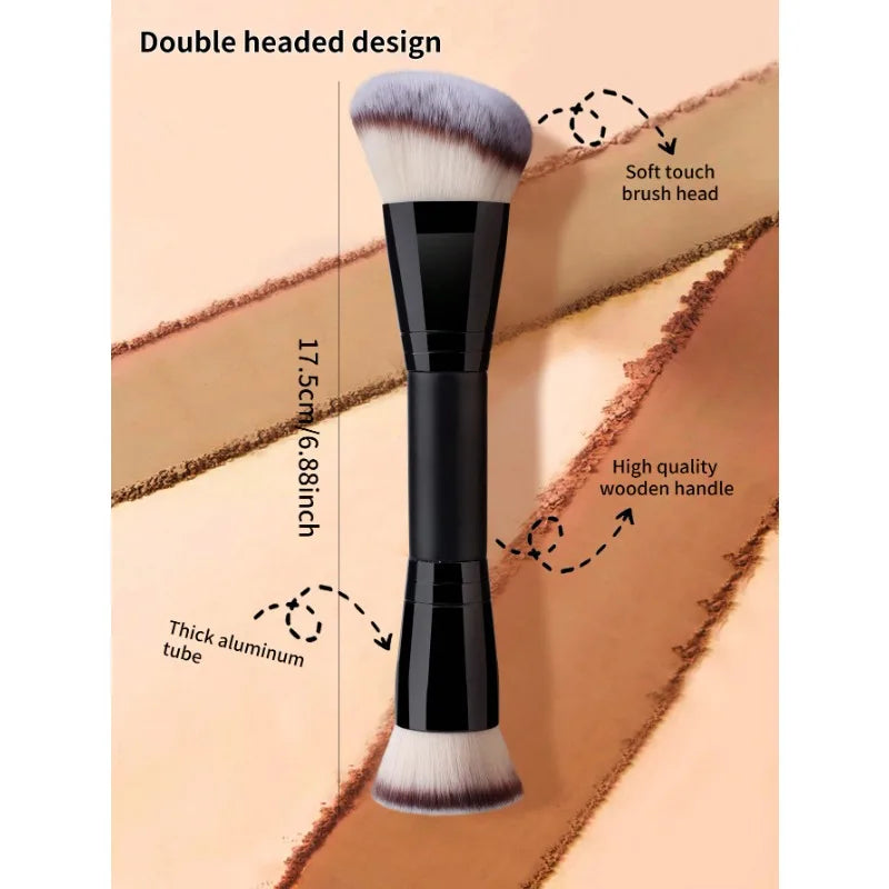 1 PCS Double End Makeup Foundation Brush for Blending Liquid Pressed Powder Concealer Blush Polishing Quake
