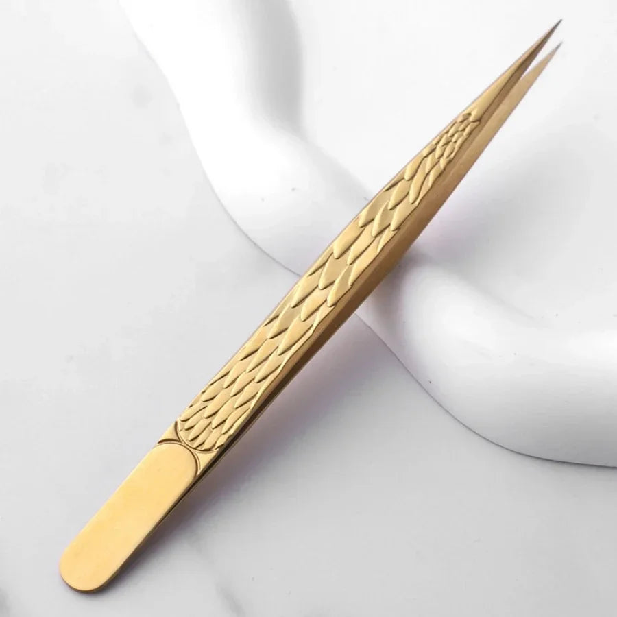 Tweezers Lash Tweezers Pointed Blackhead Remover Tip Tweezers 1pc Straight Pointed Isolating Tweezers Eyelash Extensions Quake Gold
