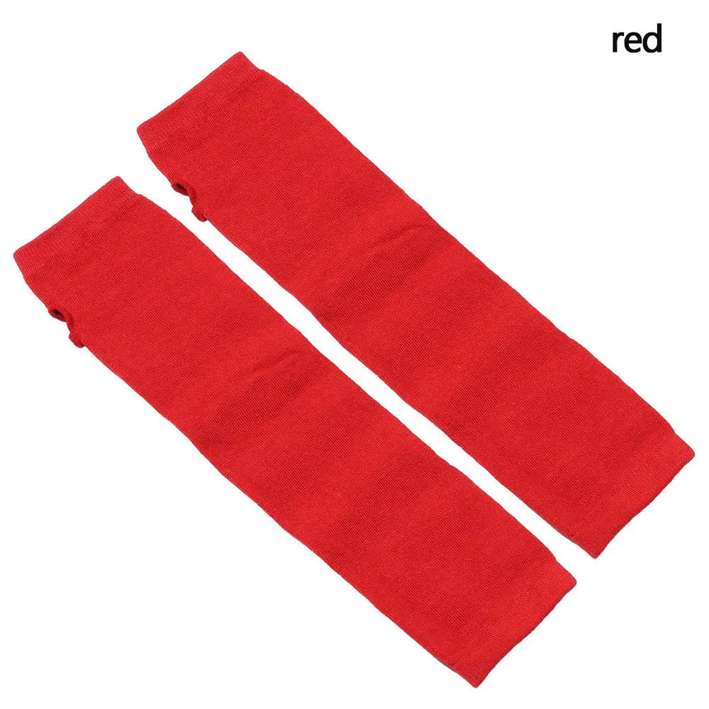 Striped Cotton Long Sleeve Fingerless Long Gloves Handschoenen Wristband Arm Warmer Elbow Mittens Quake red
