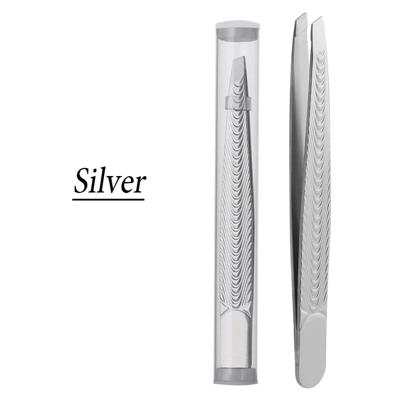 For Face Lash Makeup Tools Beard Eyelash Trimmer Men Removal Clip Women Professional Eyebrow Tweezer Brow Stainless Hair Plucker Quake M158 Silver