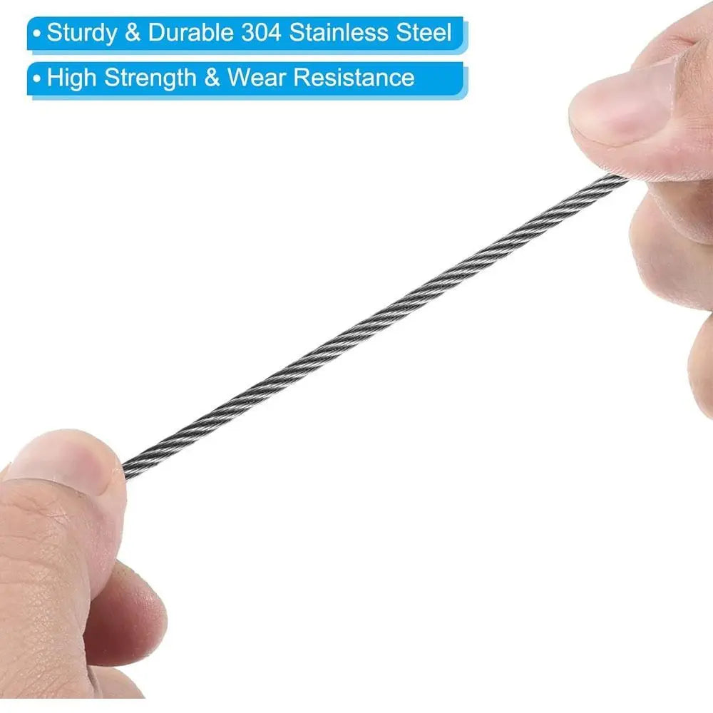Convenient 20cmx2mm Safety Security Cable Wire Stainless Steel Sliver Stage Lights Rope Double Loop Daily Quake