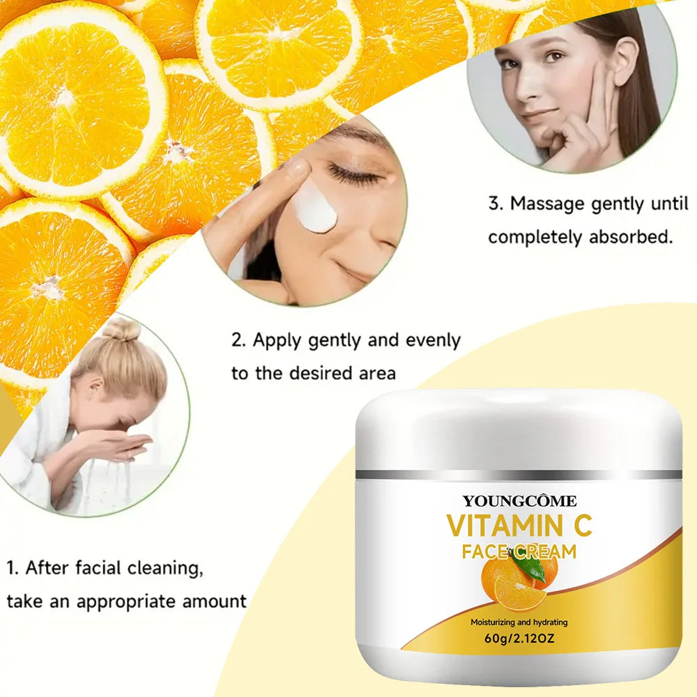 Vitamin C Face Cream Moisturiser Facial Anti Aging Whitening Skin Care Repair Fade Fine Lines Wrinkle Remover Face Cream Quake