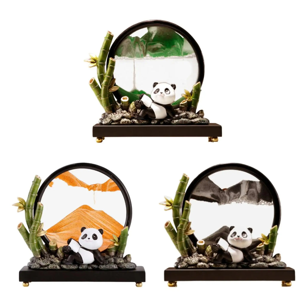 Quicksand Decor Panda Statue Creative Art Decor for Bookshelves Quake
