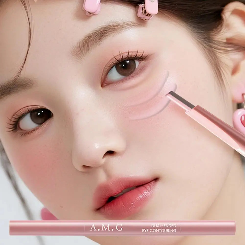 Double-headed Silkworm Eyeliner Pen Creamy Smooth Blendable Lying Silkworm Pencil, Under Eye Highlight Contouring Pen With Brush Quake