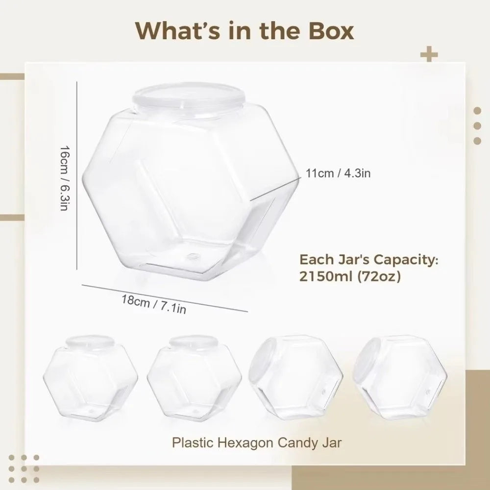 Portable Hexagonal Candy Cookie Jar Plastic with Lid Packaging Jars Sealed High-capacity Food Storage Container Kitchen Supplies Quake