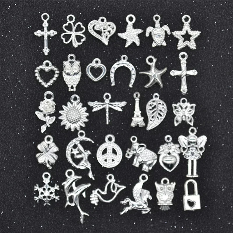 30Pcs Hair Clip Rings Mixed Styles Animal Heart Leaf Flower Charms for Hair Braid Beard Dreadlock Beads Rings Tube Accessories Quake 30pcs NO.13