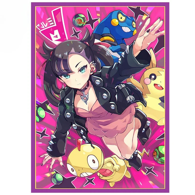 New Hot 13 Styles Pkm TCG Card Sleeves 66x91mm Lillie Marnie Iono Gloria Smooth Feel Protective Sleeves Game Card Accessories Quake ml ss 100pcs