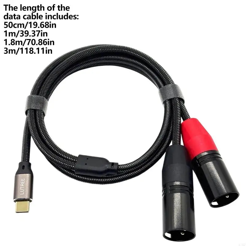 USB C to Double XLR Male Music Splitter Cable, Braided Y Cable with Chip for Mobile Recording and Live Sound Gear K1KF Quake