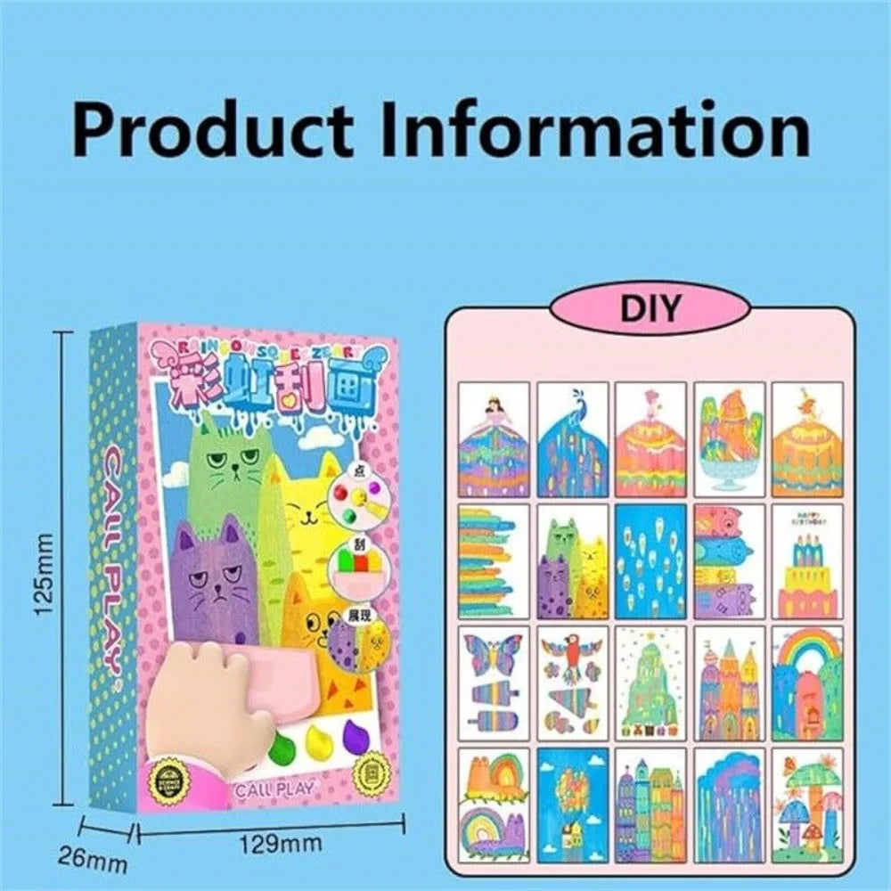 Drawing Papers Squeegee Art Kids Paint Kit DIY Material Painting Art Supplies Rainbow Dot Scratch Painting Arts Quake