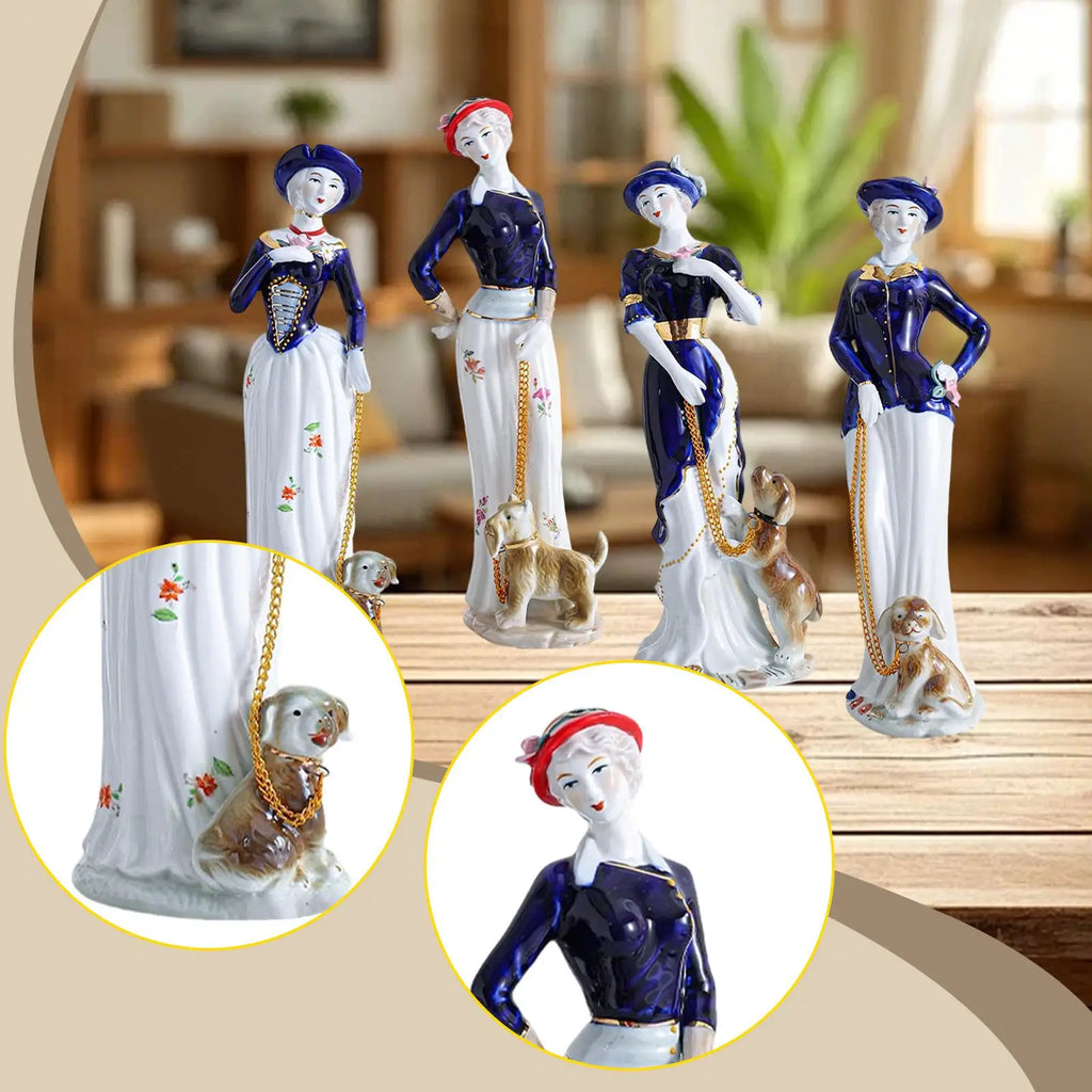 Girl Figurine Statue Porcelain Desktop Ornament Modern Decorative Sculpture for Home Decor Living Room Office Fireplace Quake