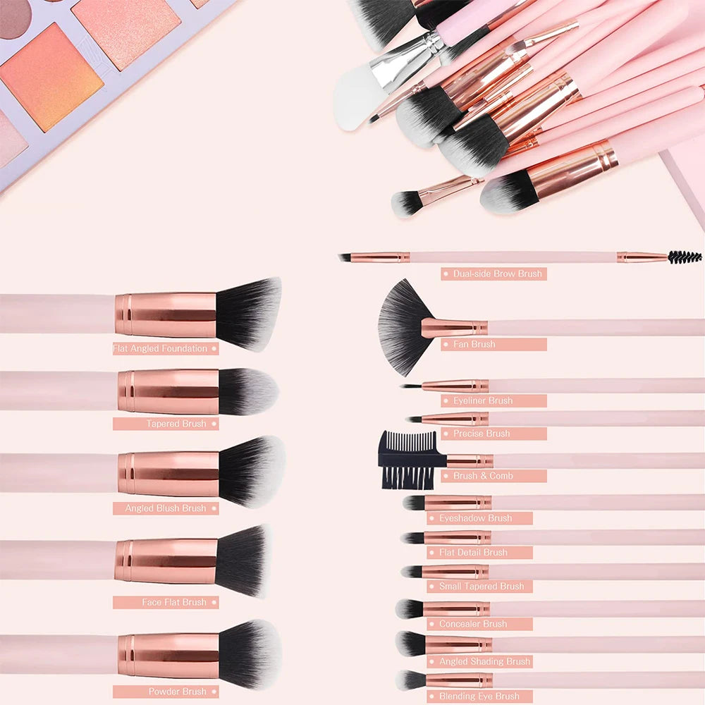 16 PCS Makeup Brush Set for All Light Beige Types, Foundation, Blending, Setting Powder - Ideal for Professional Quake
