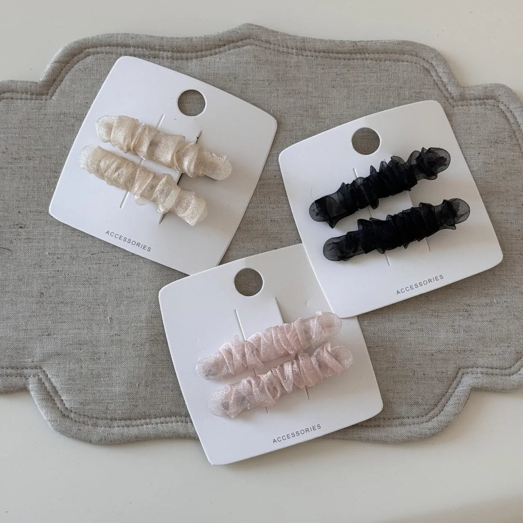 Korean Style Organza Pleated Hair Clip Sweet Temperament Gentle Bangs Side Clip Fashion Versatile Duckbill Clip Hair Accessories Quake