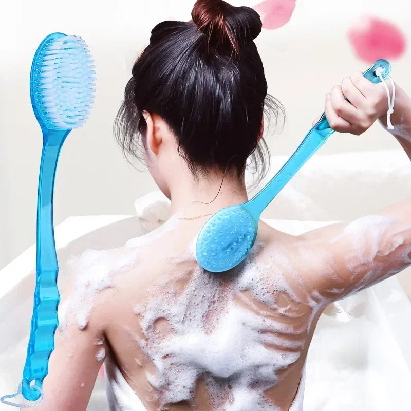 Plastic Back Body Bath Brush Bath Shower Scrubber Brushes with Handle Exfoliating Scrub Skin Massager Exfoliation Bathroom Brush Quake