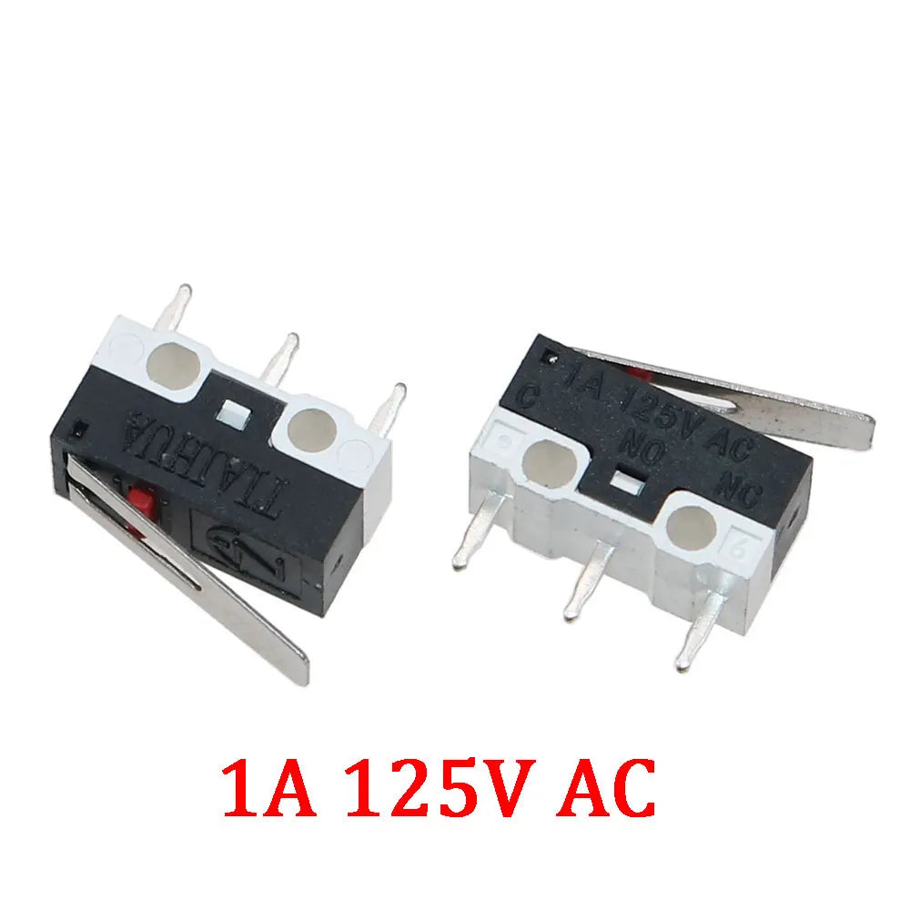 3 Pins 1A/5A 125V/250V Mini Micro Limit Switch Terminals SPDT Roller Arc lever Snap Action Push Micro Mouse switches C NO NC Quake C 1PCS