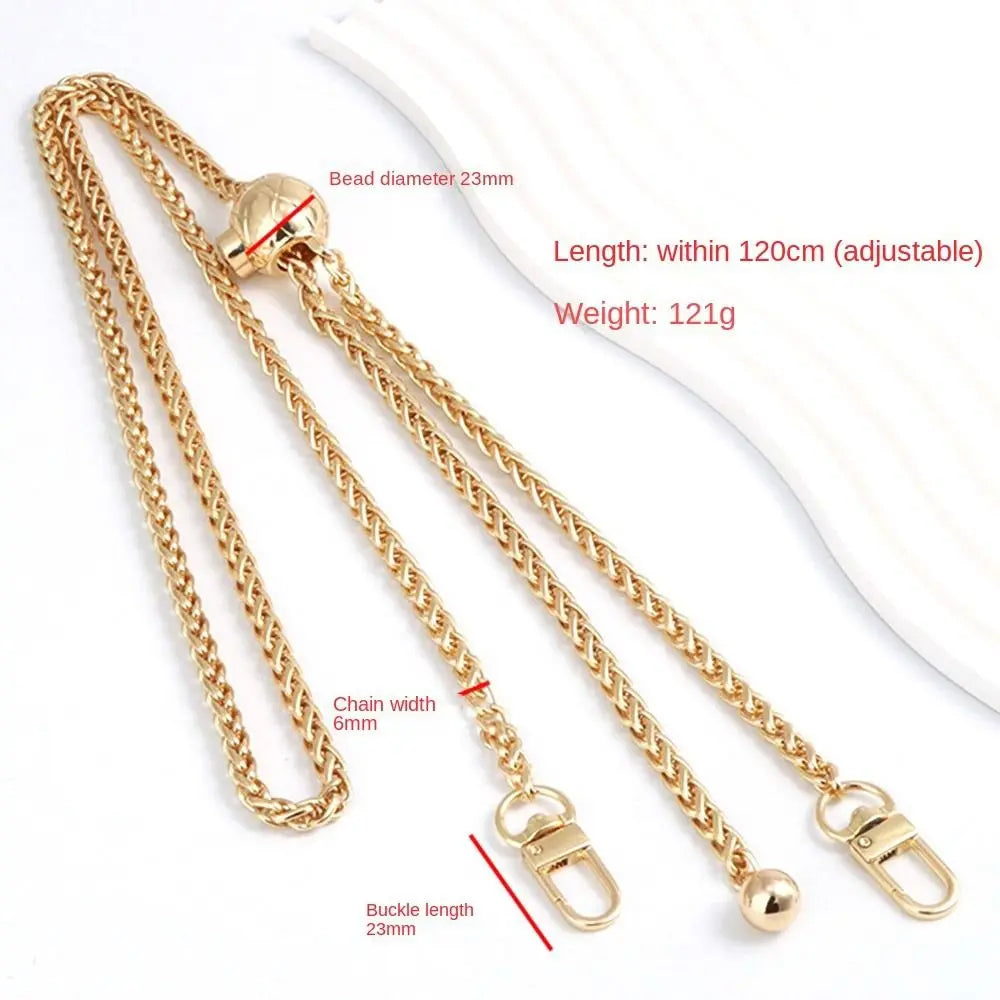 Fashion Golden Silvery Metal Bag Chains Replacement Adjustable Shoulder Bag Straps Purse Chain Belt Quake gold