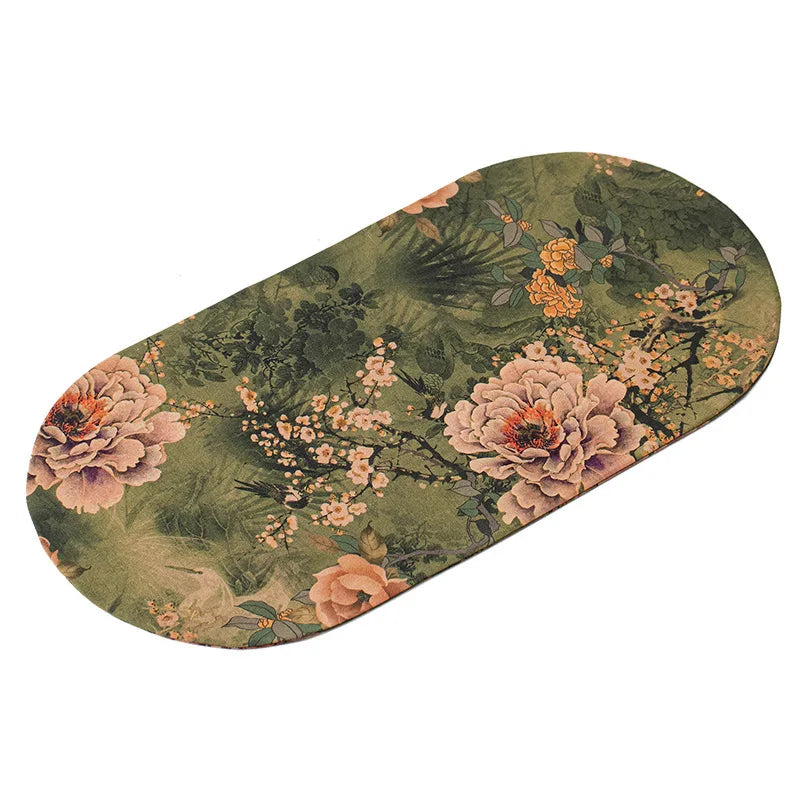Double-sided Silk Fragrant Cloud Yarn Tea Mat Chinese Style Tea Table Heat Insulation Waterproof Mat Chinese Zen Dry Foam Mat Quake
