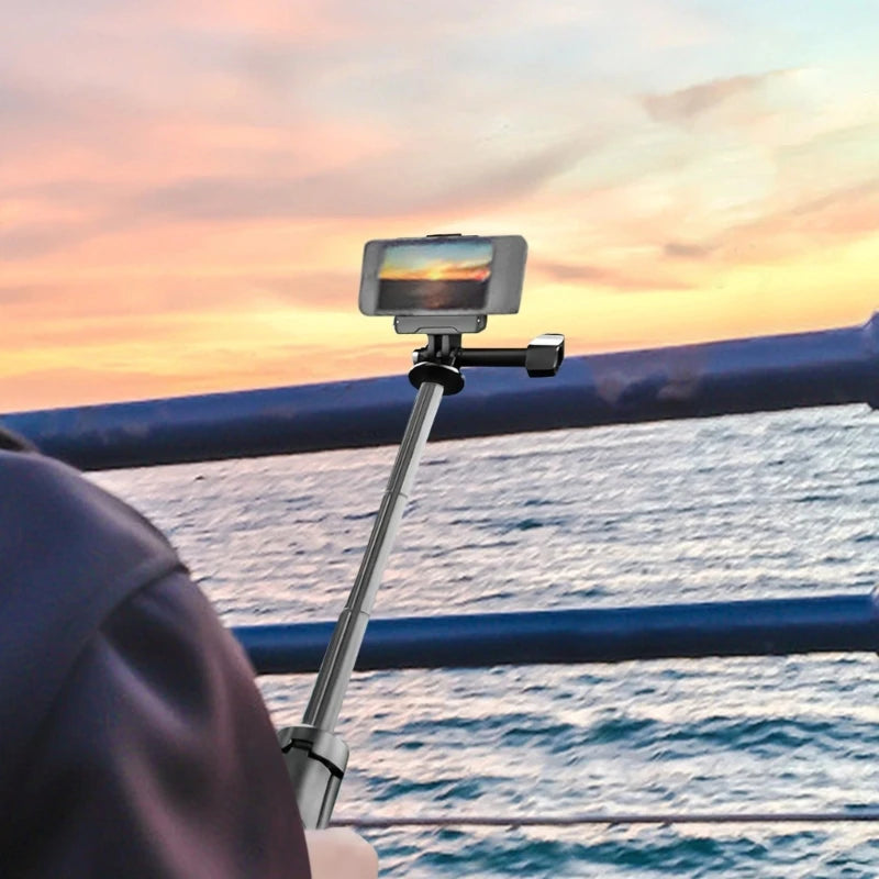 Extendable Aluminum Selfie Tripod With 3Section Poles Phone Camera Mounts Compactly Handle for Travel Vlog K1KF Quake