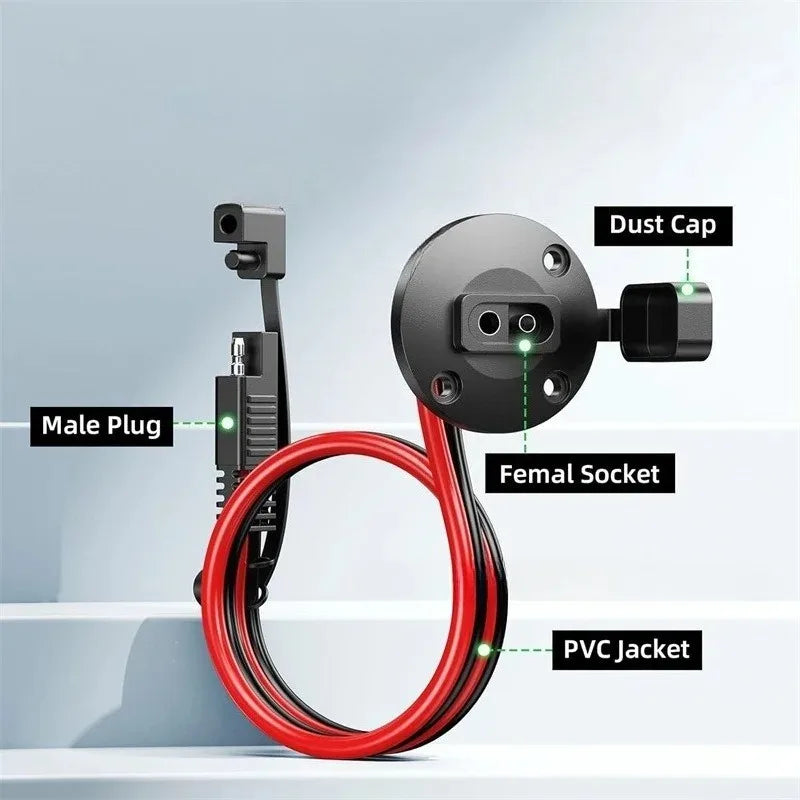 12AWG SAE Quick Connector Harness Waterproof SAE Extension Cord Sidewall Port for Solar Panel Generator Battery Charger Quake