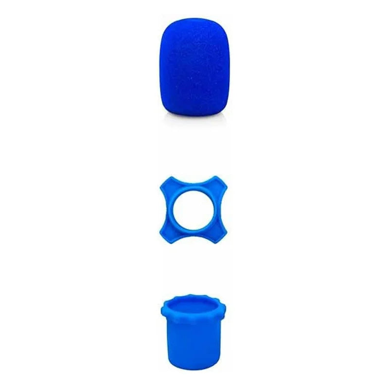 Wireless Handheld Microphone Silicone Ring Anti Rolling,Mic Bottom Rod Sleeve Holder,Microphone Windscreen Sponge Cover Quake style 2 - blue