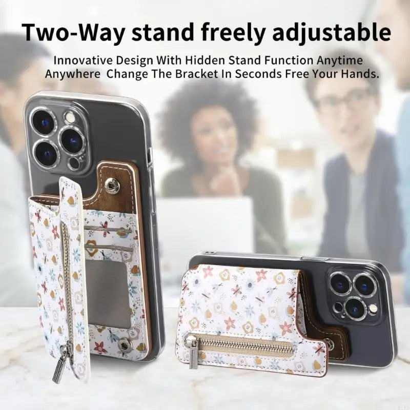 Small Phone Card Wallet with Shielding & Foldable Media Stand Multifunction PU Mobile Card Holder for Convenience K1KF Quake