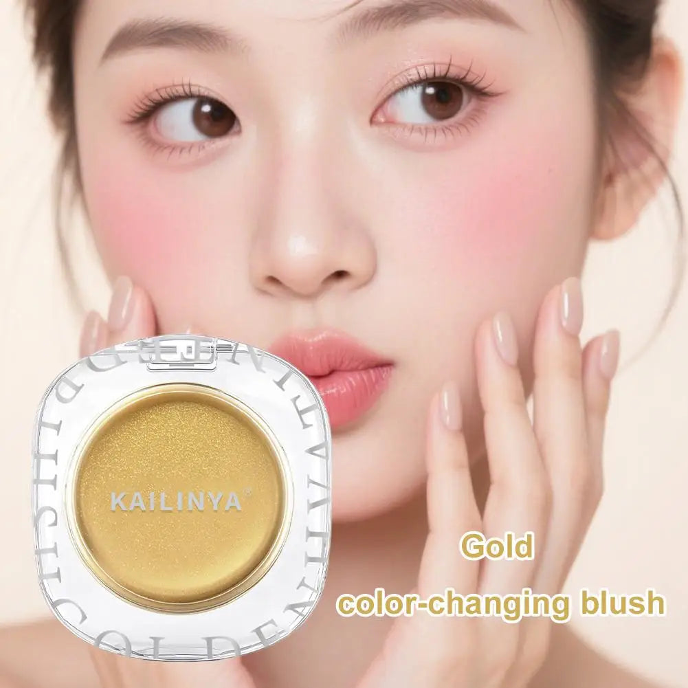Golden Color Changing Blush, 3-in-1 Tinted Hydrating Blusher Cream For Cheeks Eyes And Lips Makeup,Lasting Moisturizing Rouge Quake
