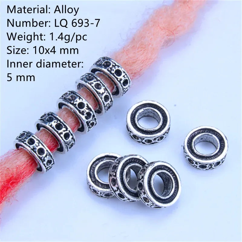 5pcs Hair Dreadlock Jewelry Hair Little Braids Decoration Beaded Bead Wig Headdress Hair Accessories Styling Tool Braiders Stuff Quake LQ693-7