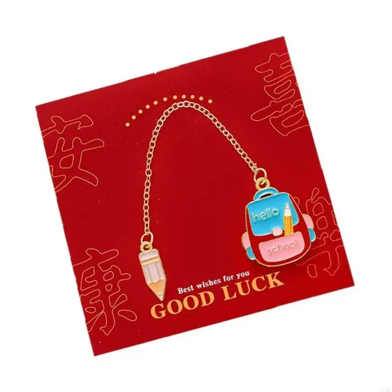Metal Chain Page Marker with School-Themed Pendant and Pencil Charm for Reading, Journals, Textbooks and Classroom Gifts K1KF Quake