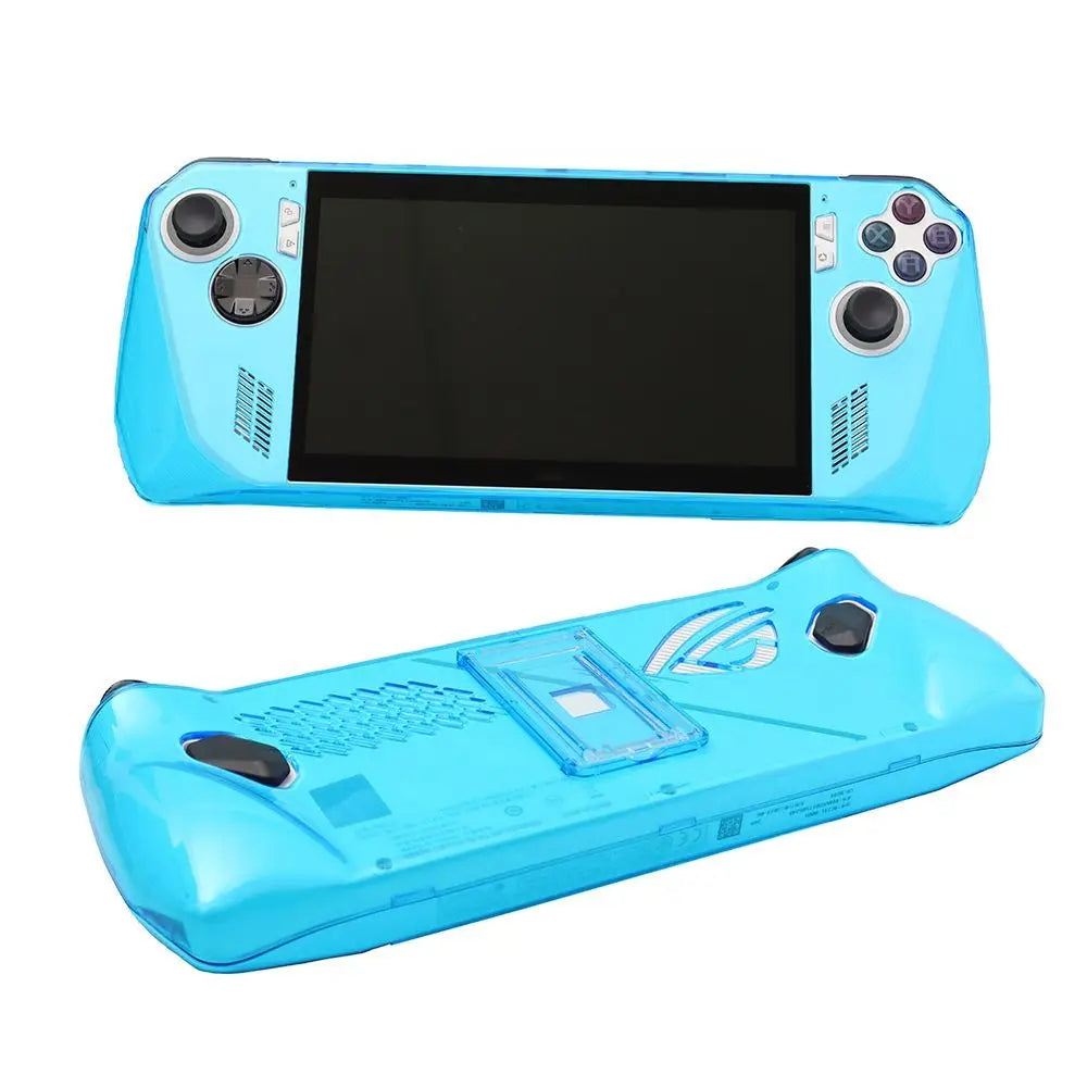 with Kickstand Protective Case Shockproof Transparent Back Cover PC Full Coverage Handheld Console Shell for Asus ROG Ally Quake
