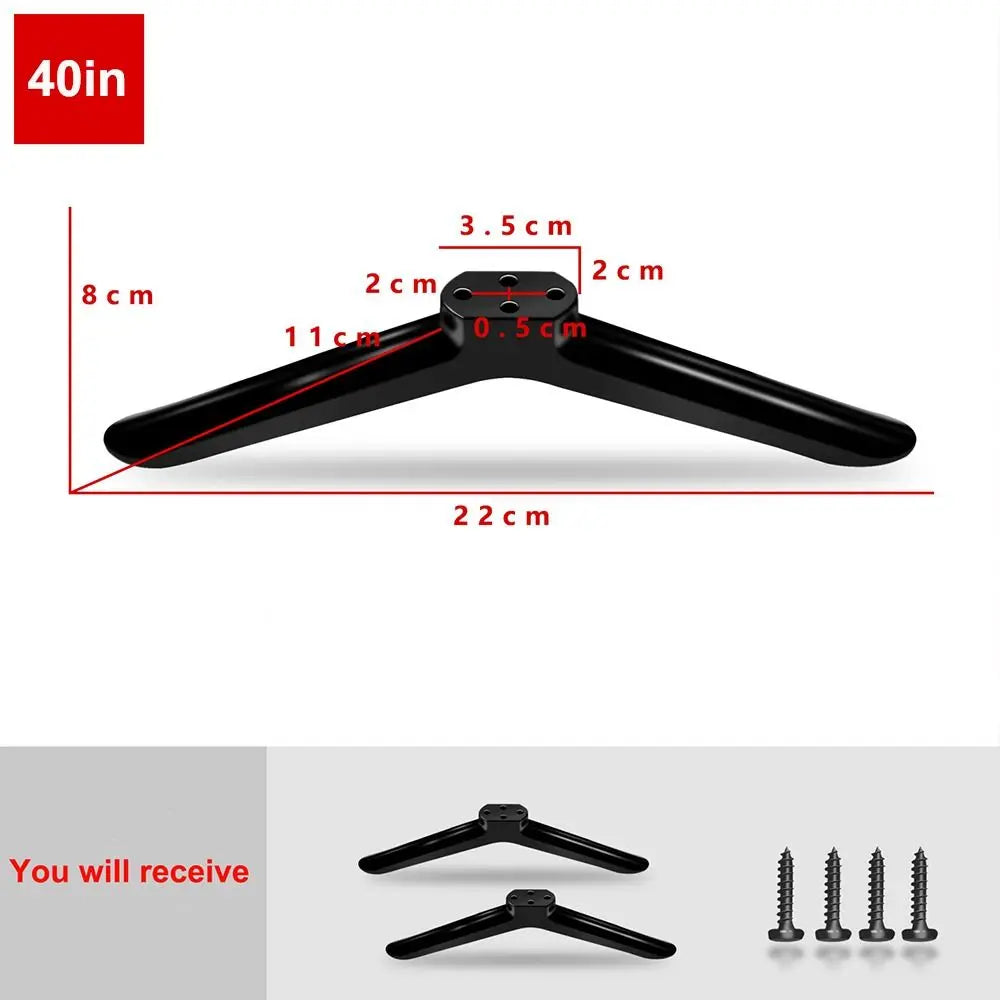 New Universal TV Base Stand Legs With Screws Black Television Tabletop Foot Pedestal Feet Bracket Living Room Quake